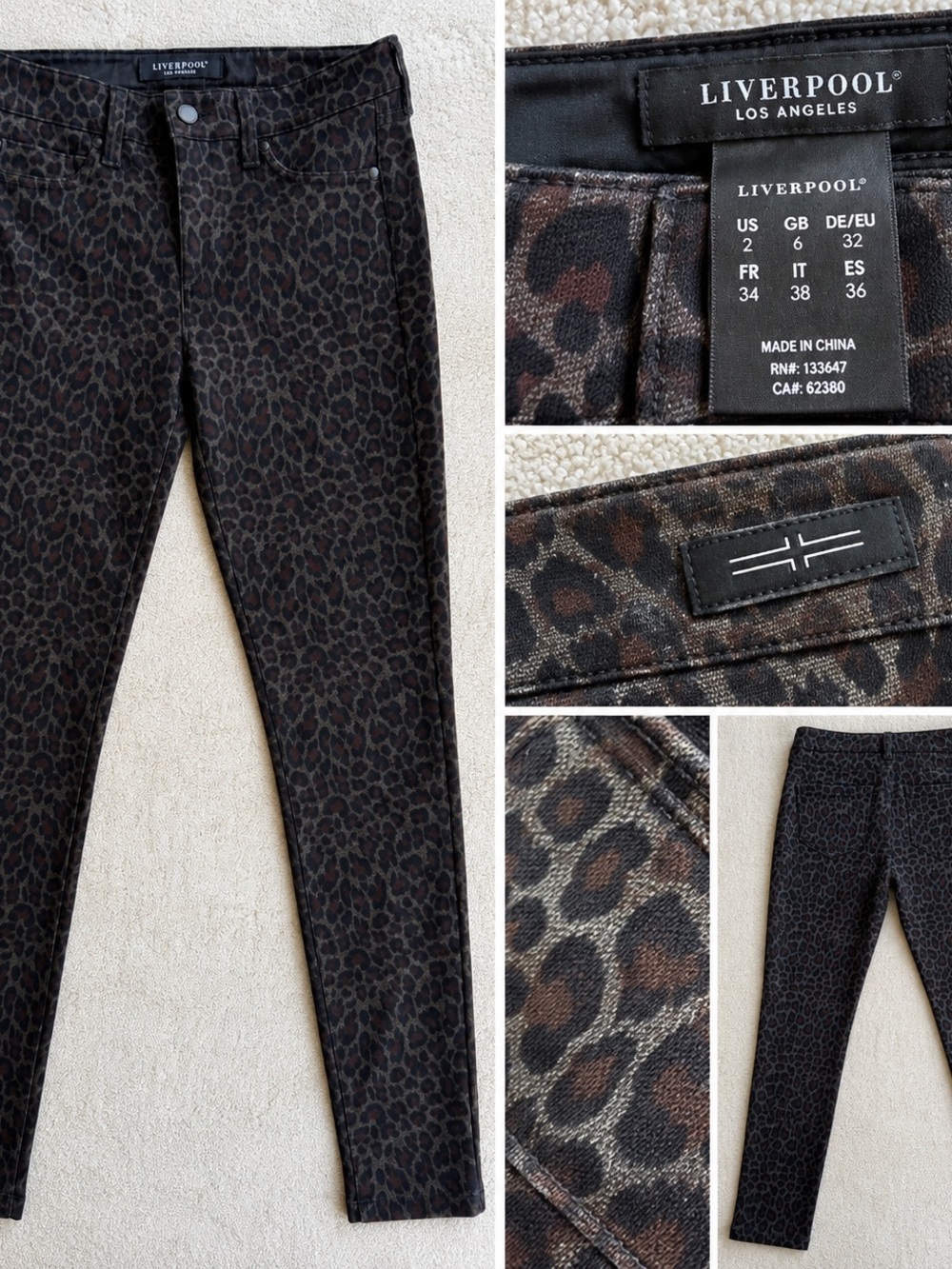 Liverpool Women's Dark Brown Leopard Skinny Jeans